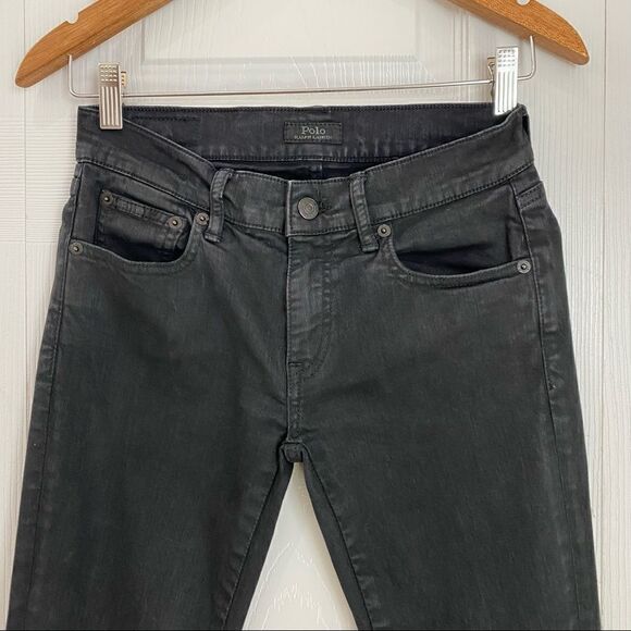 Polo Ralph Lauren Womens Jeans The Tompkins Black Coated SKINNY - Picture 8 of 12
